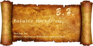 Balaicz Harkány névjegykártya